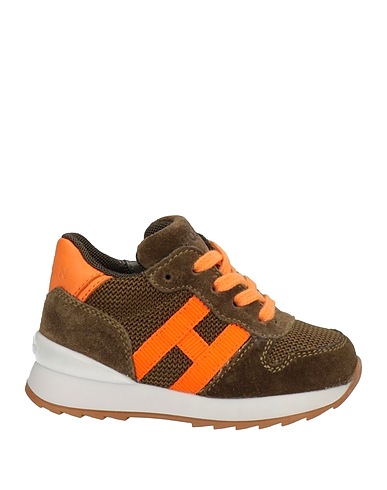 HOGAN Sneakers JUNIOR Military green Soft Leather, Textile fibres