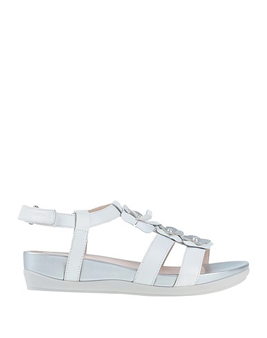 STONEFLY Sandals White Soft Leather, Textile fibers