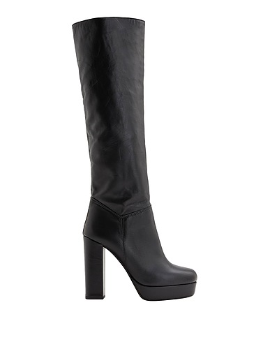 8 by YOOX Boots LEATHER PLATFORM TALL BOOTS Black 100% Ovine leather