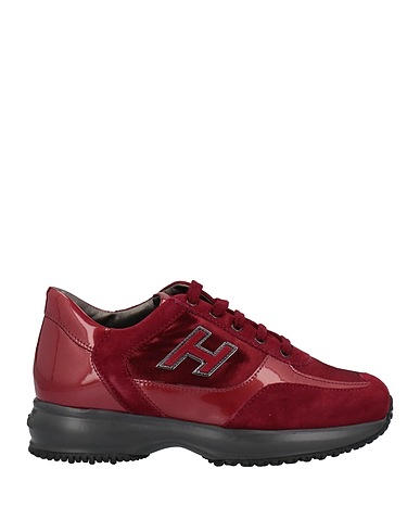 HOGAN Sneakers Burgundy Soft Leather, Textile fibres