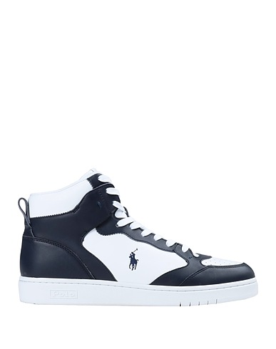 POLO RALPH LAUREN Sneakers COURT LEATHER HIGH-TOP SNEAKER Σκούρο μπλε της νύχτας 100% Δέρμα βοοειδών