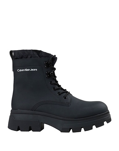 CALVIN KLEIN JEANS Stiefelette Schwarz Leder, Gewebefasern