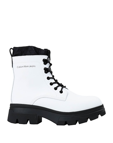 CALVIN KLEIN JEANS Stiefelette Weiß Leder, Gewebefasern