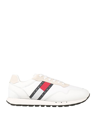 TOMMY JEANS Sneakers White Soft Leather, Textile fibres