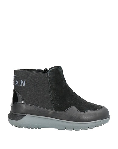 HOGAN Ankle boot Black Soft Leather, Textile fibers