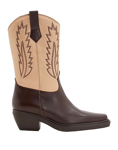 8 by YOOX ブーツ LEATHER QUILTED WESTERN ANKLE BOOT ダークブラウン 牛革（カーフ） 100%