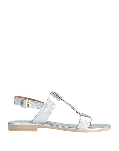 PLINIO VISONA' Sandals Silver Soft Leather