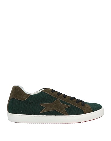ISHIKAWA Sneakers Dark green Soft Leather, Textile fibers