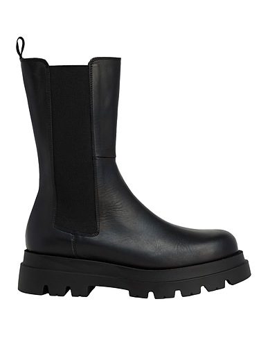 8 by YOOX Ankle boot LEATHER CHUNKY ANKLE BOOTS Black 100% Calfskin