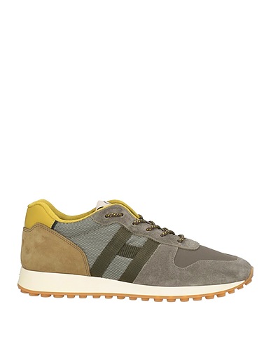 HOGAN Sneakers H86RUN Military green Leather, Textile fibres