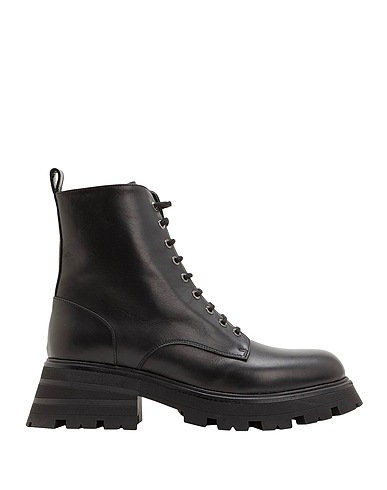 8 by YOOX Ankle boot CHUNKY LACE-UP BOOTS
 Black 100% Calfskin