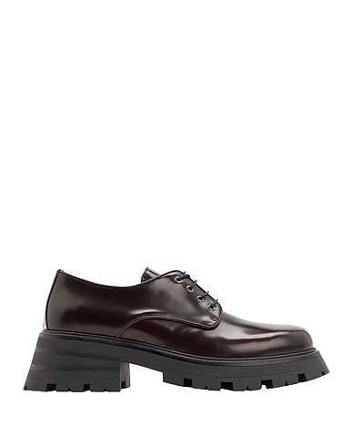 8 by YOOX Laced shoes LEATHER CHUNKY DERBY Burgundy 100% Calfskin