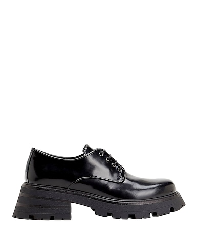 8 by YOOX Schnürschuhe LEATHER CHUNKY DERBY Schwarz 100% Kalbsleder