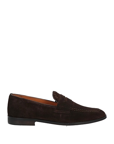 8 by YOOX Loafers SPLIT LEATHER LOAFERS Dark brown 100% Calfskin
