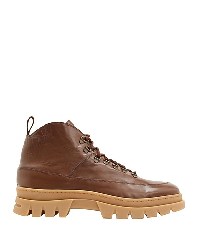 8 by YOOX Ankle boot LEATHER TREK ANKLE BOOTS Brown 100% Calfskin