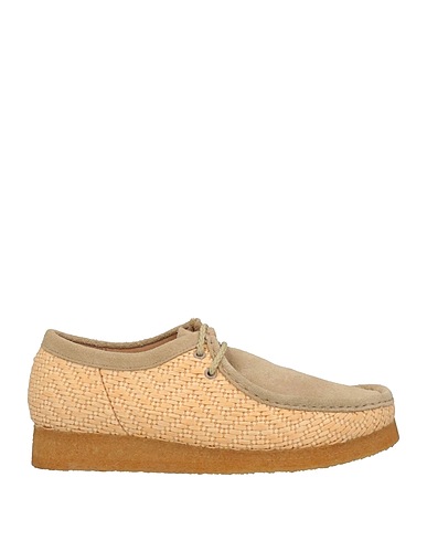 CLARKS ORIGINALS Laced shoes Sage green Leather, Natural raffia