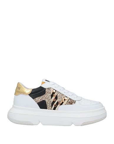 EMANUÉLLE VEE Sneakers White Soft Leather, Textile fibres
