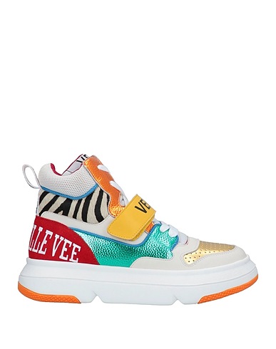 EMANUÉLLE VEE Sneakers White Leather, Textile fibres