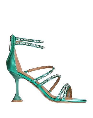 EMANUÉLLE VEE Sandals Emerald green Soft Leather