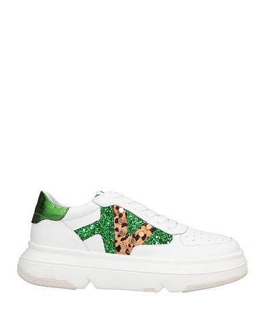 EMANUÉLLE VEE Sneakers White Soft Leather, Textile fibres