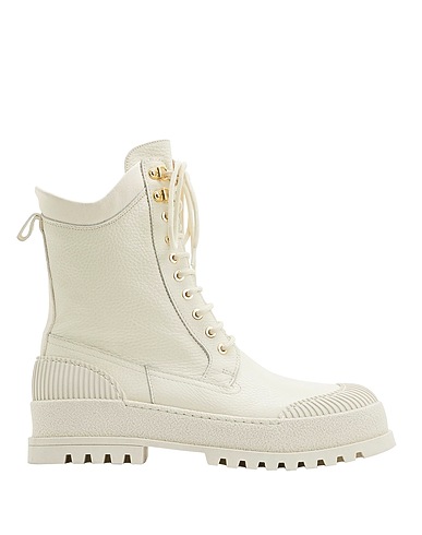 8 by YOOX Ankle boot LEATHER CAP TOP LACE UP BOOTS Ivory 100% Calfskin