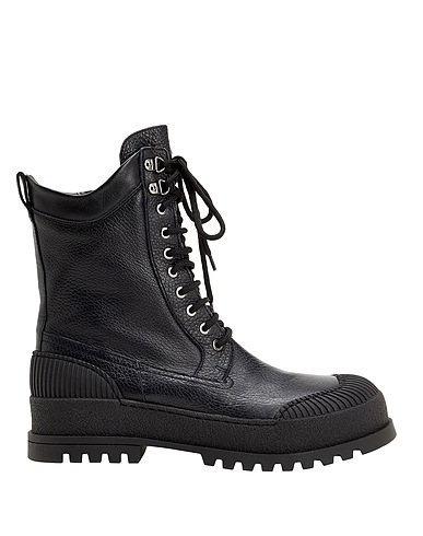 8 by YOOX Stivaletti LEATHER CAP TOP LACE UP BOOTS Nero 100% Pelle di vitello