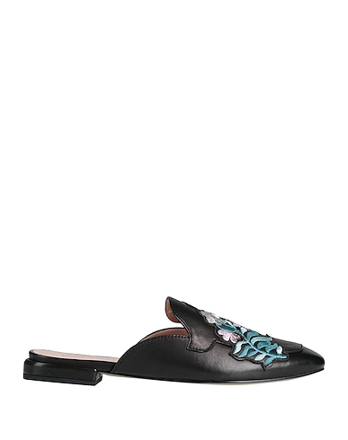POLLINI Mules and clogs Black Calfskin