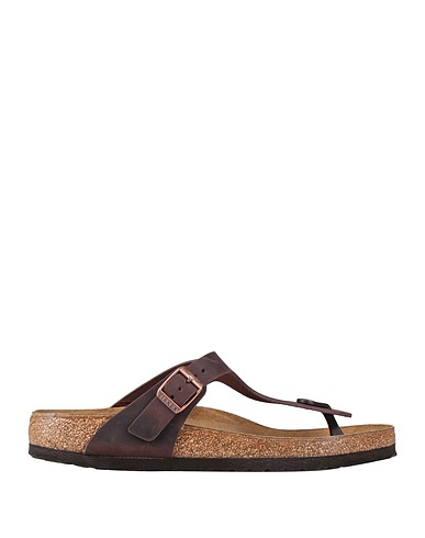 BIRKENSTOCK Flip flops Dark brown Soft Leather