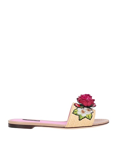 DOLCE&GABBANA Sandals Beige 76% Viscose, 13% Cotton, 7% Polyamide, 2% Polyurethane, 2% Goat skin