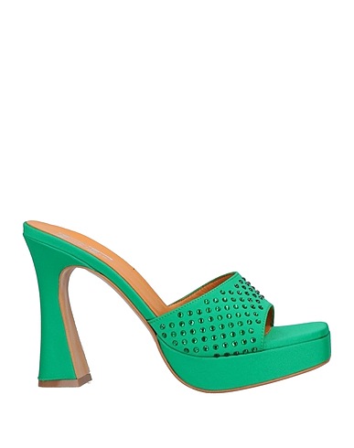 DIVINE FOLLIE Sandals Emerald green Textile fibers