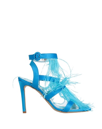 DIVINE FOLLIE Sandals Azure Textile fibres, Feather