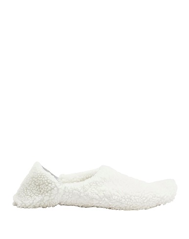 8 by YOOX Slides and slippers TEDDY SLIPPERS White Textile fibres, Leather