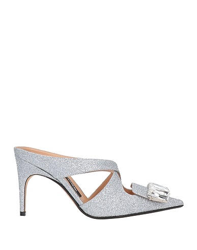 SERGIO ROSSI Mules and clogs Silver Textile fibers