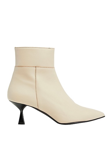8 by YOOX Bottine LEATHER SPOOL HEEL ANKLE BOOTS Beige 100% Cuir d'ovin