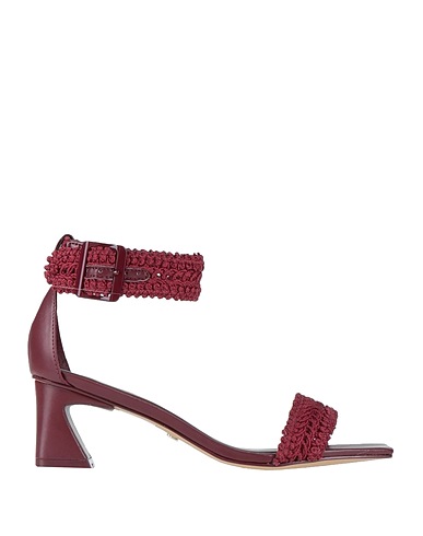 AREZZO Sandals Burgundy Textile fibres, Leather