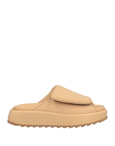GIA BORGHINI Sandals Sand Textile fibers, Soft Leather