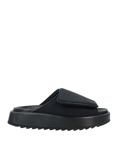 GIA BORGHINI Sandals Black Textile fibers, Soft Leather