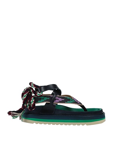 ISABEL MARANT Flip flops Green Cow leather, Textile fibers