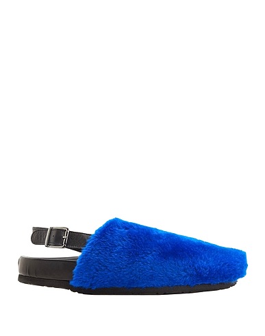 8 by YOOX Mules und Clogs TEDDY MULES Blau Gewebefasern, Leder