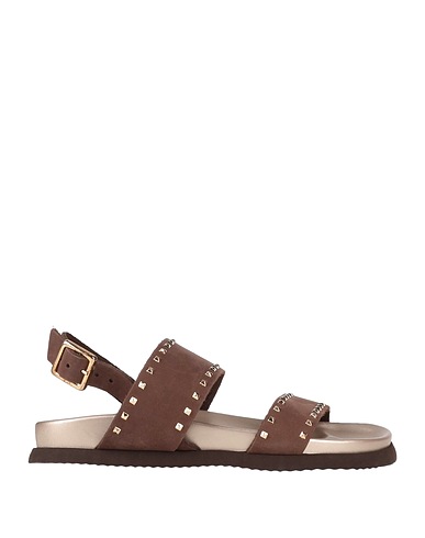 POLLINI Sandals Khaki Soft Leather