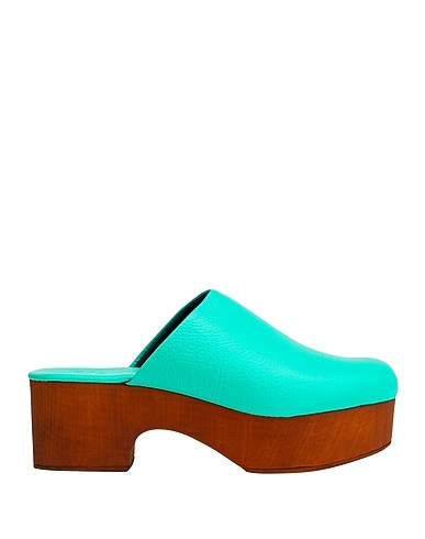 8 by YOOX Mules and clogs DRUMMED LEATHER CLOGS
 Green 100% Calfskin