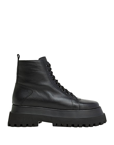 8 by YOOX Ankle boot LEATHER ANKLE WORK BOOTS Black 100% Soft Leather