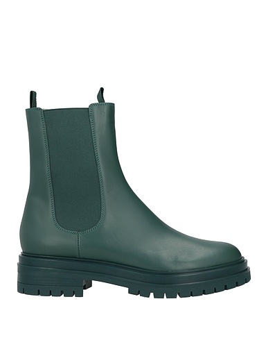 GIANVITO ROSSI Ankle boot Dark green Soft Leather, Textile fibers