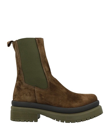 BALDININI Ankle boot Military green Leather, Textile fibers