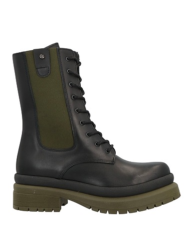 BALDININI Ankle boot Black Calfskin, Textile fibers