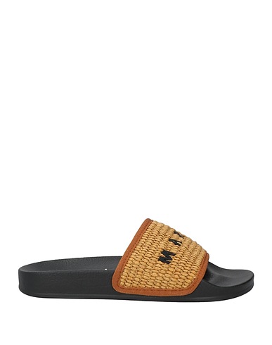 MARNI Sandals Camel Textile fibres, Natural raffia