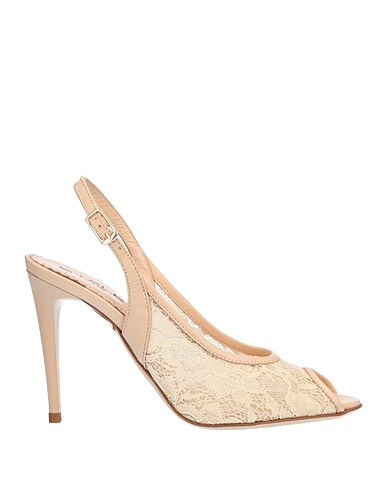 STELE Sandals Beige Soft Leather, Textile fibres