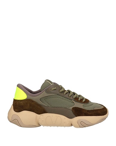 VALENTINO GARAVANI Sneakers Military green Leather, Textile fibres