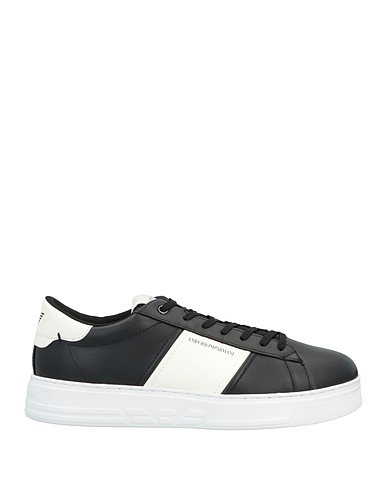 EMPORIO ARMANI Sneakers Black Soft Leather, Textile fibres