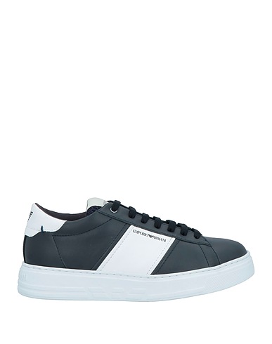 EMPORIO ARMANI Sneakers Navy Soft Leather, Textile fibers